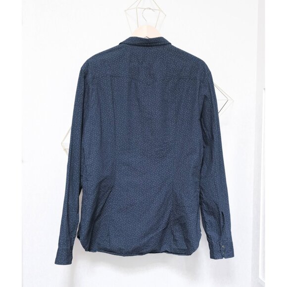 Dark Blue Dotted Snap Button Long Sleeve Shirt 👔 JOHN VARVATOS - Picture 3 of 8
